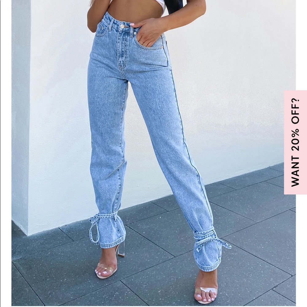Straight leg denim jeans